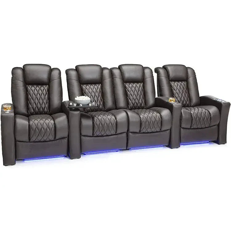 2024 Top electric recliner massage chair theater living room Sofa functional  microfiber leather Cinema four-person Power Seats