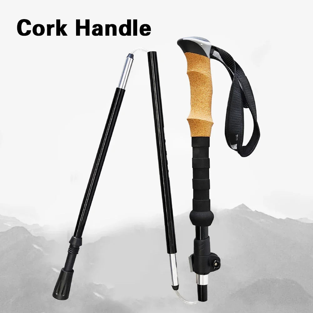 2/1PCS Folding Walking Poles 3-Folded Rod Cane for Sitting EVA+Cork Handle Walking Sticks Canes Hiking Stick 등산스틱 Pole 등산용품