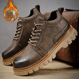 Luxury Men Leather Shoes Genuine Leather Brand Designer Shoes Italian Casual Men Boots Black Lace-up Work Ankle Boots for Men