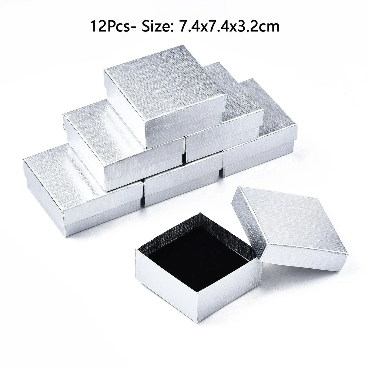 pandahall Cardboard Jewelry box Set Gift Boxes for Earrings Ring Necklace Packing jewelry organizer Display Boxes 9x7x3cm 12pcs