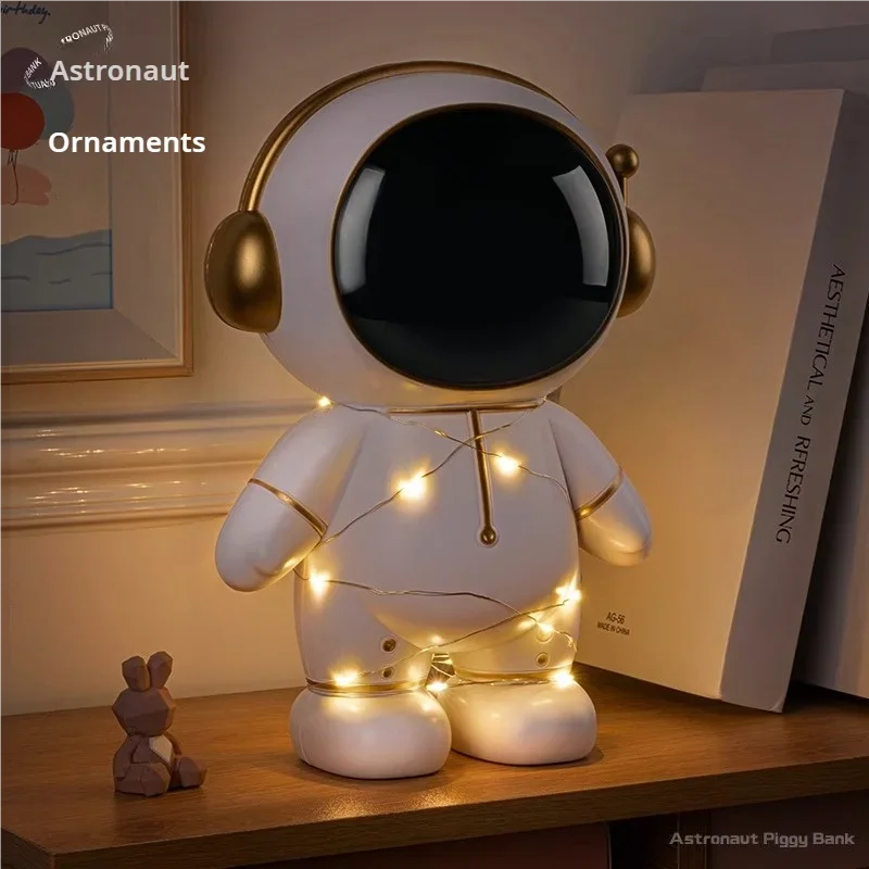 Money Box Astronaut Children Gift Creative DIY Light String Night Light Cartoon Toy Piggy Bank Money Safe Money Saving Box Gift