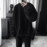 Lambswool Sweatshirts Men Fluffy Soft Warm Winter Hoodies Thickening All-match Loose Round Neck Males Casual Chic Outerwear New