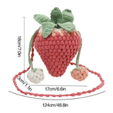 DIY Personalized Strawberry Crochet Sling Purses 2023 Novelty Handmade Wool Knitted Satchel Bag Cartoon Cute Small Crossbody Bag