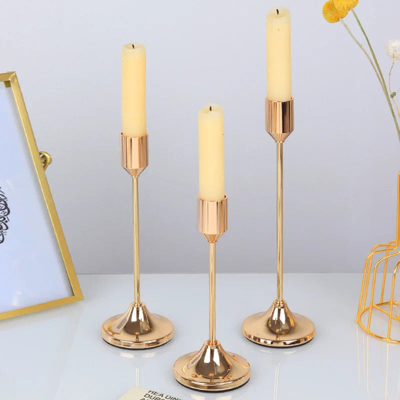 3Pcs/Set Chinese Style Metal Candle Holders Simple Golden Wedding Decoration  Bar Party Living Room Decor Home Decor Candlestick