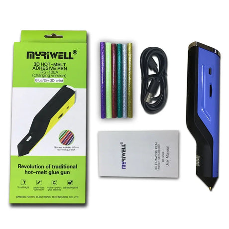 Creative Myriwell 3D Printing Pen with Hot Melt Glue Sticks - USB Powered Art Tool in 6 Vibrant Colors!