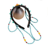 Turquoise Forehead Chain Ethnic Headband Festival Wedding Hair Hoop for Girl