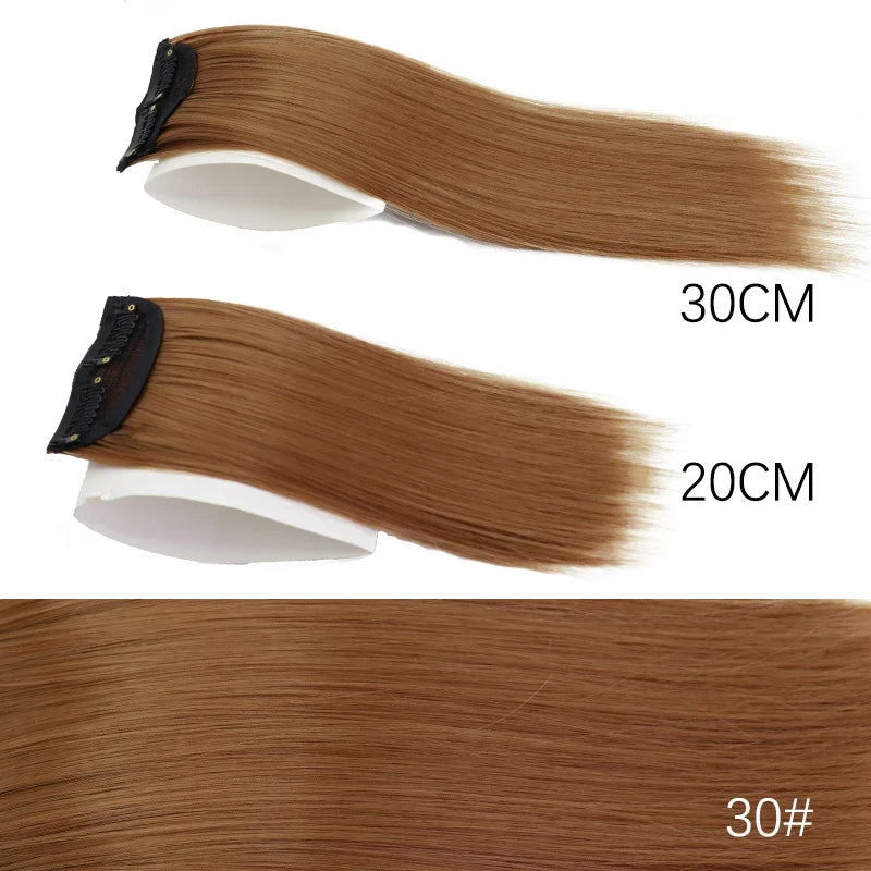 AZQUEEN Synthetic 20cm/30cm Invisible Straight Pads Clip In One Piece Hair Extension Top Side Cover Fluffy Hairpiece For Women