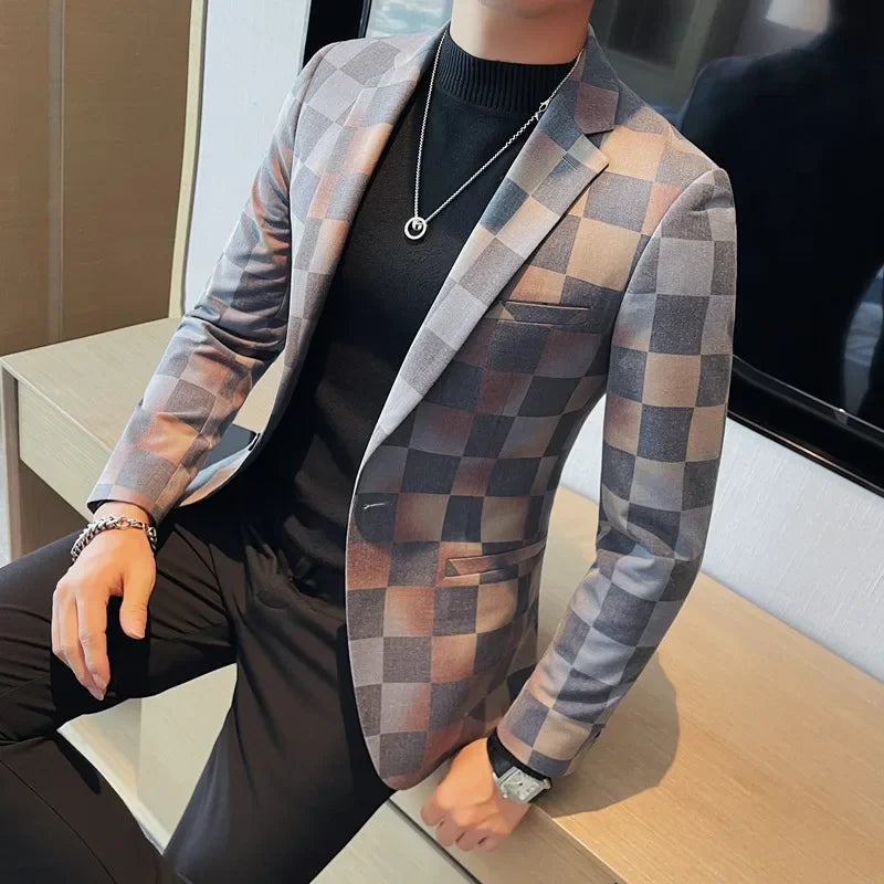 High Quality Fashion All Fashion Casual Solid Color Handsome Smart Casual  Four Seasons  Blazers  Polyester  Single Breasted