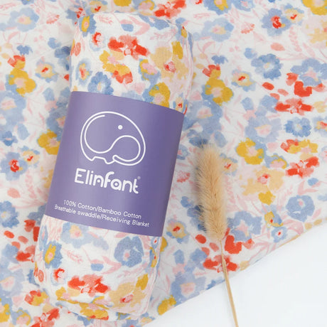 Elinfant Digital Print Muslin Swaddle Blanket Bamboo Cotton Soft Baaby Bath Towel Nursing Cover