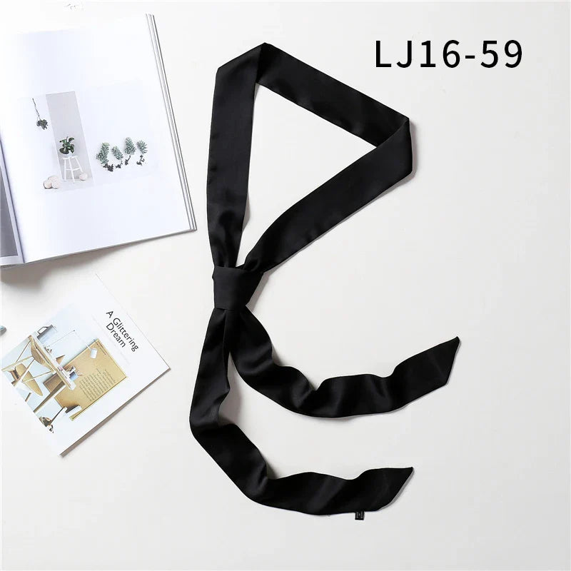 Long Silk Skinny Scarf Women Neck Hair Band Solid Printed Foulard Neckerchief Hairscarf Female Fashion  Handle Ties Ribbon