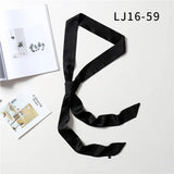 Long Silk Skinny Scarf Women Neck Hair Band Solid Printed Foulard Neckerchief Hairscarf Female Fashion  Handle Ties Ribbon