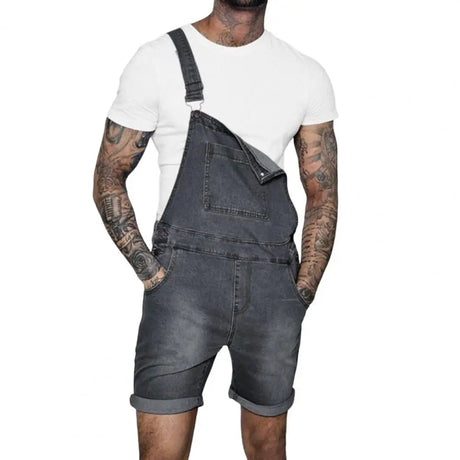 Pink Denim Overall Shorts for Men Fashion Hip Hop Streetwear Mens Jeans Overall Shorts Plus Size Summer Short Jean Jumpsuits