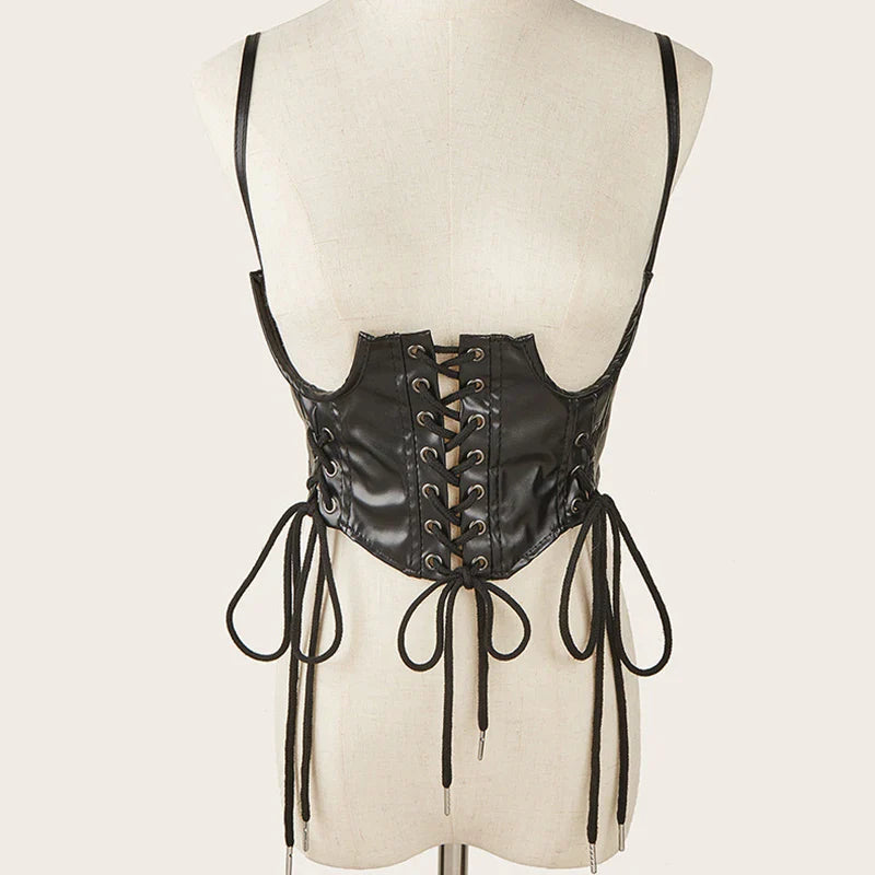 Punk Wide Waist Belt PU Leather Corset for Women Body Shaper Belts Female Lace-up Corset Belt Dress Girdle Clothing Accessories