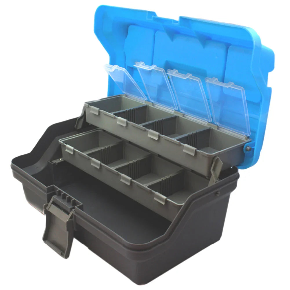 3-Layer Folding Fishing Tackle Box Multipurpose Fishing Storage Box with Handle Hardware Storage Box for Fishing Tackle Storage