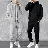 2022 New Casual Men Sport Clothing Two Piece Sets Autumn Winter Hooded Cardigan and Warm Ankle Length Pants Fashion Suit