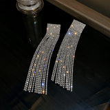 Fashion Statement Earring Long Full Rhinestone Big Earrings For Women Euorpe Evening Party Crystal Tassel Earings Wholesale