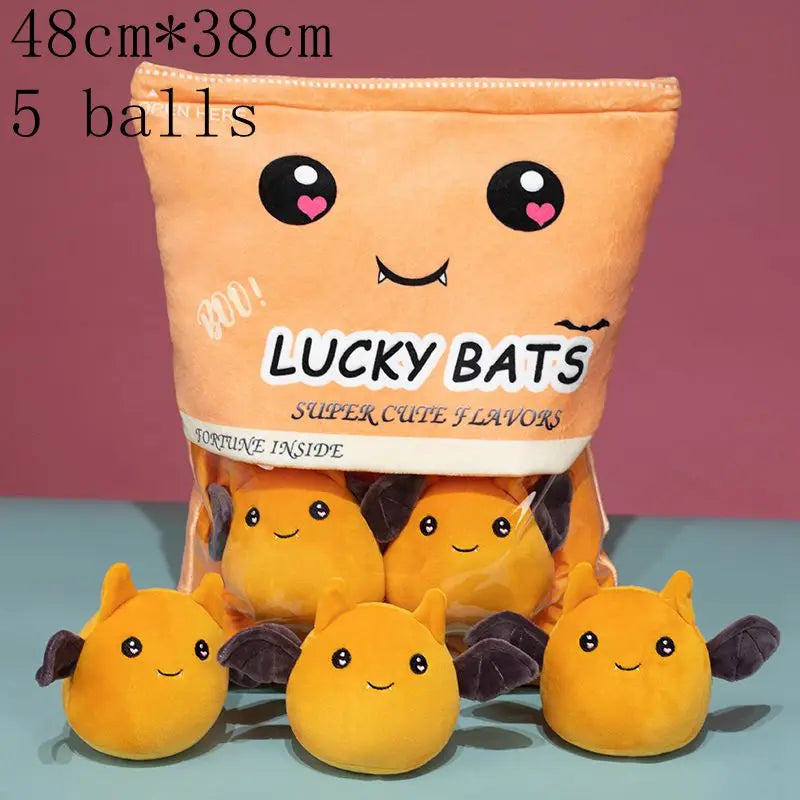 New Kawaii Animal Balls Pudding Candy Bag Pillow Plush Stuffed Mini Doll of Donut Boba Milk Tea Bat Newt Cat Nap Plushie