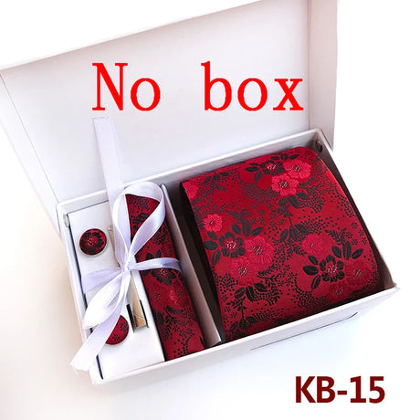 Luxury Tie Set Gift Box For Men Wedding Jacquard Necktie Square Clip Cufflinks Handkerchief Brezo Pour Teal Tie