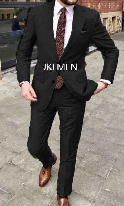 2023 Men's Suit   Handsome Casual 2 Piece Suit For Men Wedding Tuxedos Notched Lapel Groomsmen  Business  Prom Blazer