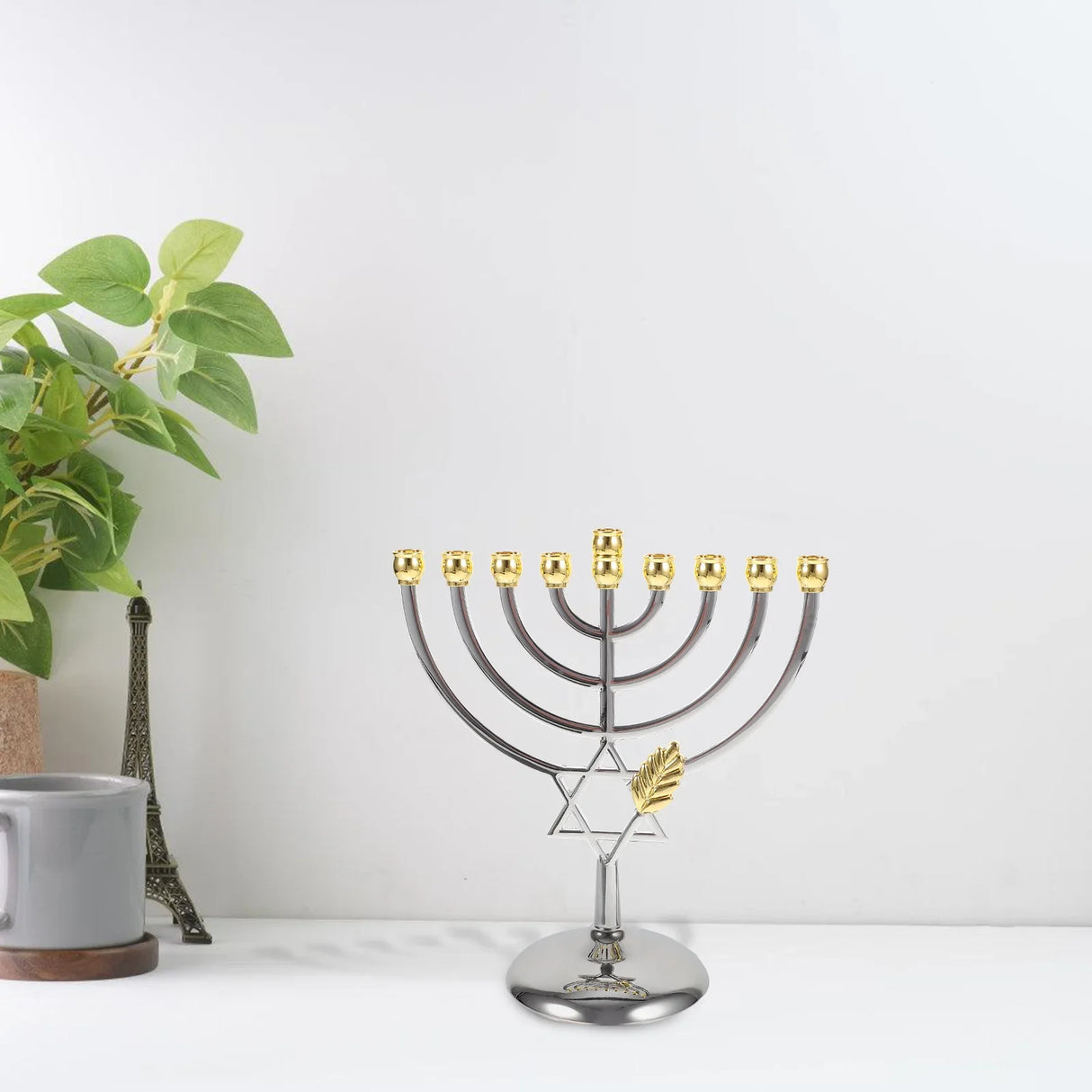 Jewish Candle Holder Branch Candlestick Metal Candle Holder Party Ornament Jewish New Year Nine Headed Candlestick