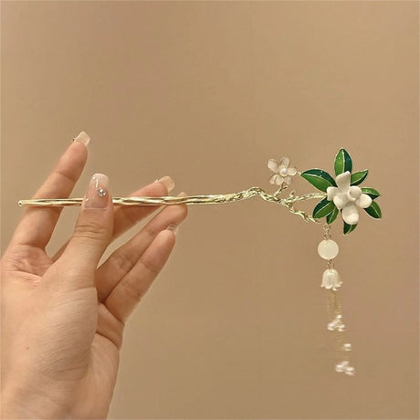 Vintage Tassel Hair Stick Chopsticks For Women Chinese Hanfu Hair Accessories Fringe Pearl Floral Hairpin Forks Metal Jewelry