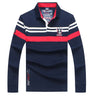 TACE&SHARK Brand Shark Embroidery Long Sleeve Polo Tops Casual Fashion Stripe Men Slim Polo Casual Business Clothes