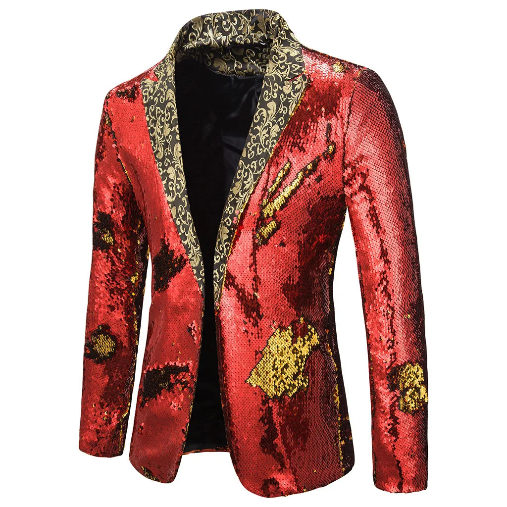 Men Blazer Shiny Sequin Shawl Collar suit Men Wedding Groom Singer Prom Glitter Suit Jacket DJ Club Stage Men suit