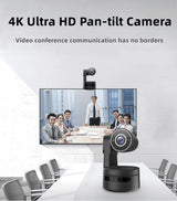 4K PTZ Webcam AI Function with Mics Camera 4X Digital Zoom Auto Track Focus for Youtube Living Stream Online Meet Video Camera