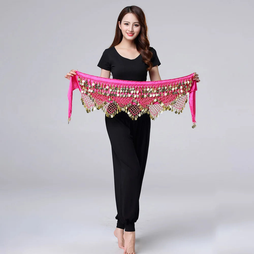 1Pc Belly Dance Waist Chain Five Layer Three Row Triangle for Indian Women’s Gold Coin Hip Scarf Fashion Dancewear Accessories