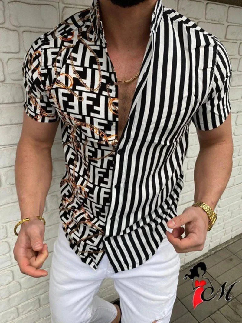 European and American Brand Hawaiian Men's Printed Short Sleeved Shirt, Loose and Breathable Oversized Top, Summer Clothing