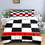 H-Hugo Boss Logo Print Bedding Sets Exquisite Bed Supplies Set Duvet Cover Bed Comforter Set Bedding Set Luxury Birthday Gift