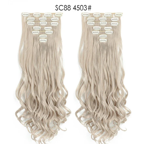 Set Hair Clip In Hair Extensions With Clips Hairpieces Synthetic Extension False/Fake Hair Blonde Eunice Hair Long Hair Pieces