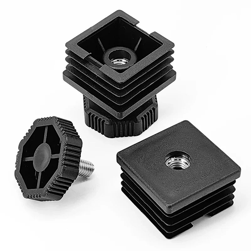 Adjustable Feet Square Plastic Blanking End Cap Pipe Inner Plug Dust Cover Furniture Chair Leg Protector Nut Pipe Plug Wheel Se