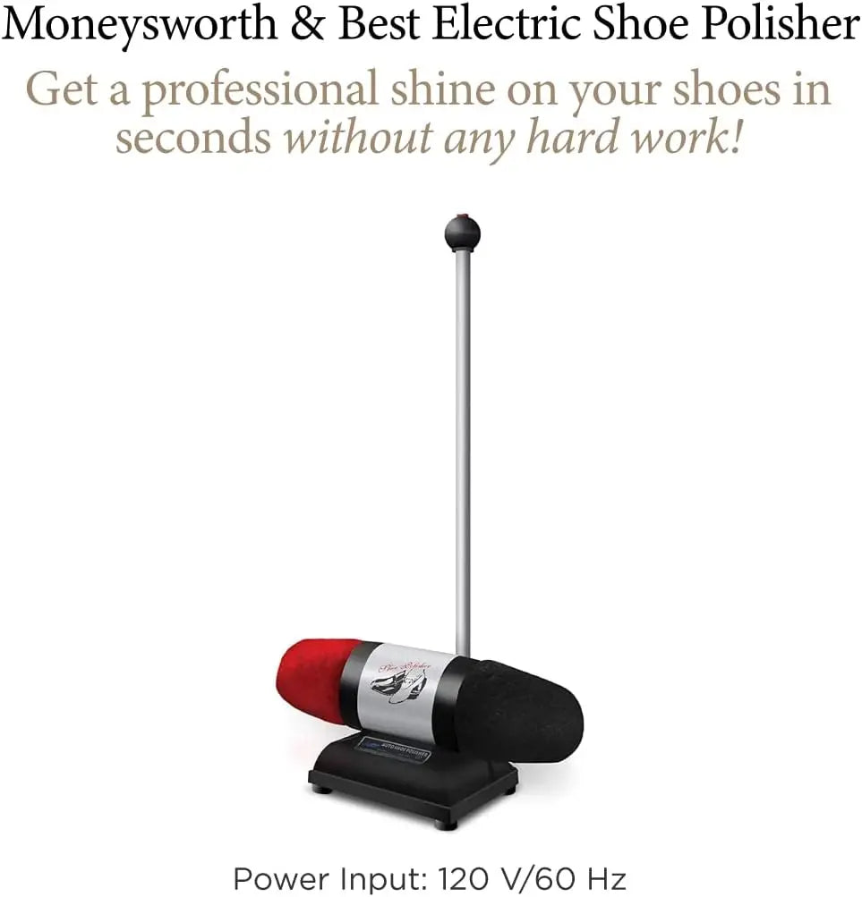 Moneysworth & Best Electric Shoe Polisher, Dual-Buffer Shoe Polisher for All Leather Footwear, Easy On-Off Push-Button Control,