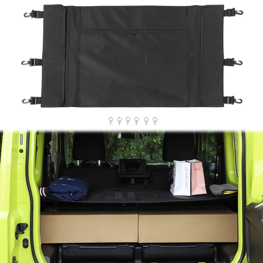 Car Rear Trunk Storage Curtain Cover Bag Net Organizer for Suzuki Jimny JB64 JB74 2019-2023 Interior Accessories Stowing Tidying