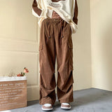 Men's Brown Y2K Baggy Japan Pants Oversized Corduroy Loose Wide Leg Cargo Pant Trousers Casual Men Sweatpants Streetwear Korean