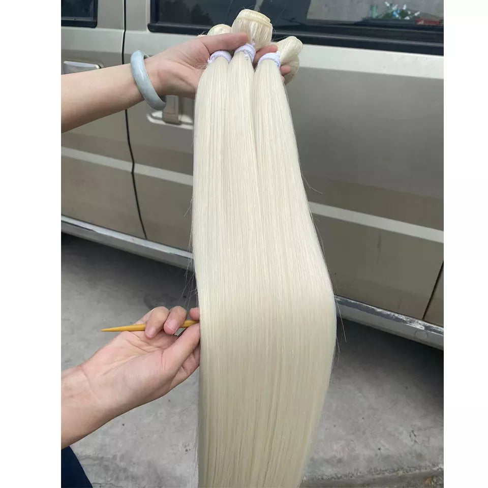 Straight Hair Bundles Extensions Smooth Ombre Hair Weaving 36Inch Super Long Synthetic Straight Hair Bundles Full to End