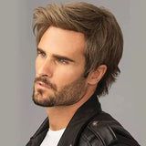 SuQ Men's Short Wig Synthetic Hair Smooth Natural Pixie Cut ToupeeMale Hair Fleeciness Realistic Natural Brown Wigs