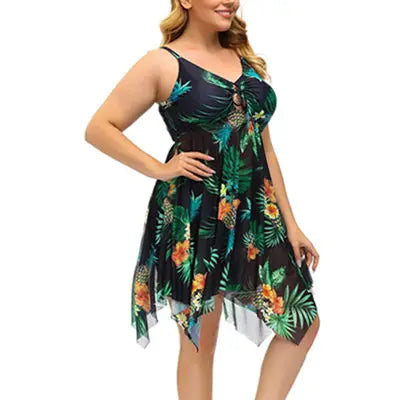 Women's Plus Size Swimsuit 2024 Stylish New Two Piece Tankini Set Mesh Beach Dress with Boyshort Swimwear Women Bathing Suits