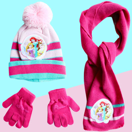 New Autumn Winter Children Hat Elsa Classics Disney Princess Cartoon Cap Scarf Hat Glove Warm knitted hat Girl Christmas Hat