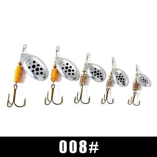 FISH KING Metal Fishing Lure Spinner Baits 3.9g 4.6g 7.4g 10.8g 15g Rotating Spoon Lures Spinners With Treble Hooks Pike Baits