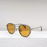 Classical High Street Round Gold Sunglasses 2024 Trend for Men INS Hot Style Titanium Solar Glasses Men Shades