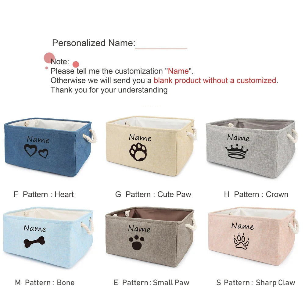 Basket Toys Dog Paw Personalized Pet Toy Storage Box For Clothes Custom Cat Product With Name Dog