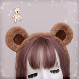 Lolita Plush Hair Hoop Animal Bear Ears Headwear Furry Headband Cute Headpiece Anime Fancy Dress Kawaii Cosplay Accessories