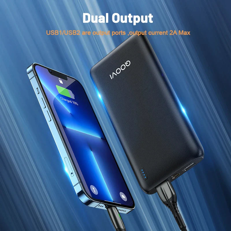 QOOVI 10000mAh Power Bank Ultra-thin Portable Charger For iPhone 13 Xiaomi Samsung Huawei External Battery 10000 mAh PowerBank