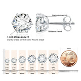 JewelryPalace Moissanite D Color Total 0.6ct 1ct 2ct 3ct 4ct 6ct S925 Sterling Silver Stud Earrings for Woman