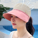 Women\'s large brim sunscreen hat for beach outing in summer Outdoor Beach UV Protection Sunshade Cap Casual Big Brim Bucket Hat