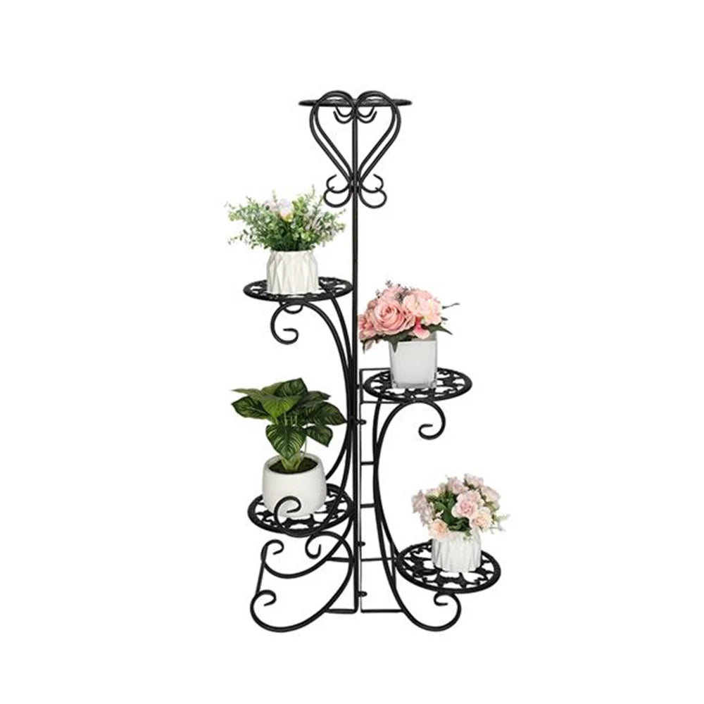 5 Potted Rounded Flower Metal Shelves Plant Pot Stand Decoration for Indoor Outdoor Garden White/Black