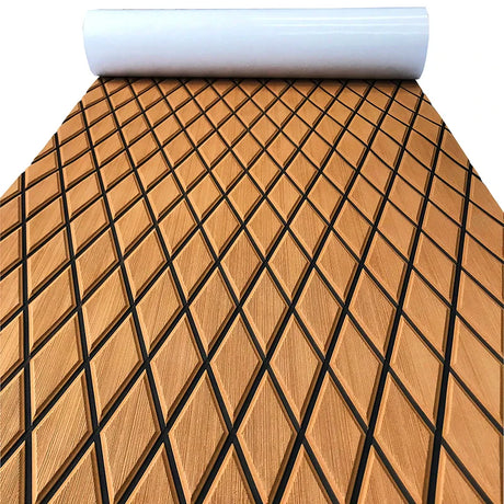 Self-Adhesive 6mm EVA Foam Decking Sheet Pad with Rhombus Pattern Anti-Skid Faux Teak Yacht Marine Boat Flooring Mat Accessories