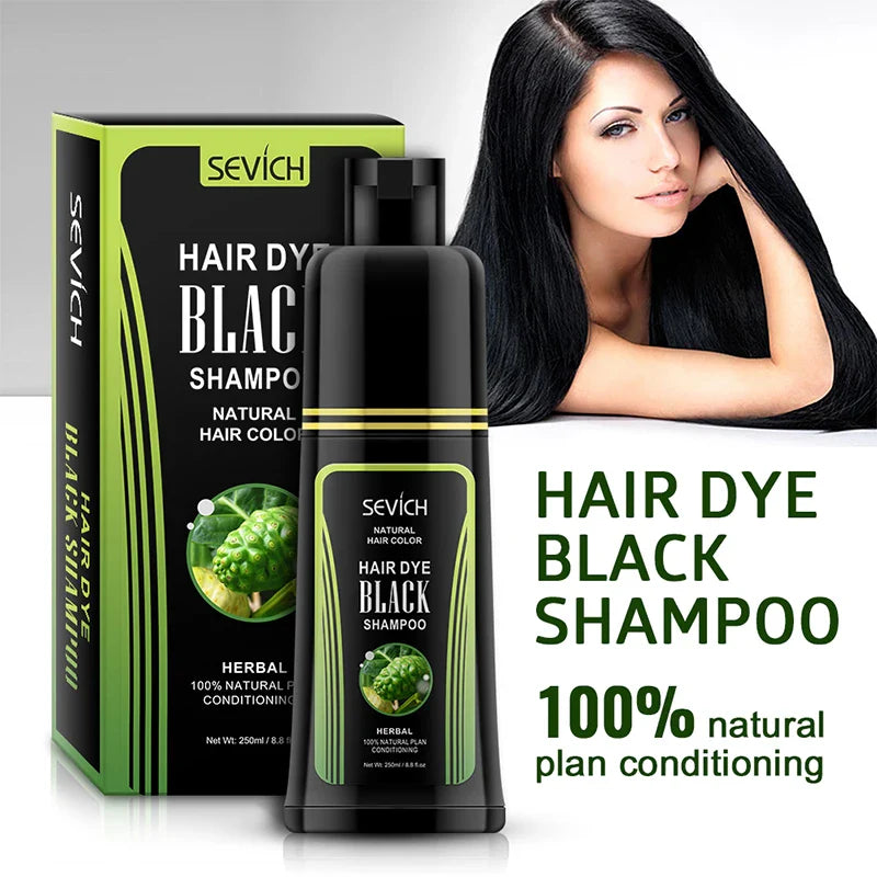 Sevich Natural organic Fast Hair Dye Shampoo Black Hair Shampoo White Grey Hair Cover Up Plant Essence Hair Color Product 250ml